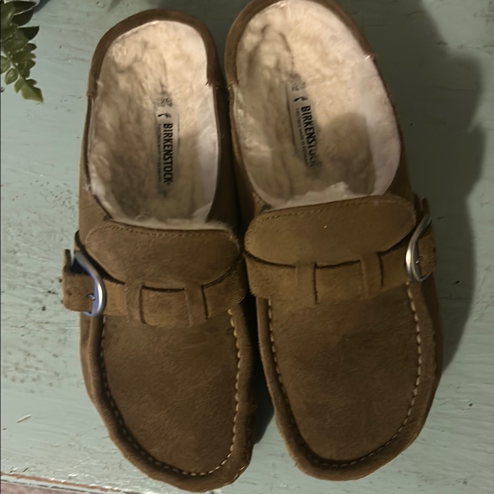 Birkenstock Brown Slip-On Flats with Soft Lining and Decorative Strap